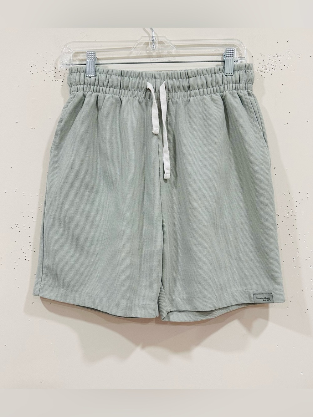 ZARA Men's Textured Knit Shorts Size M Casual Lounge Summer Sage Green